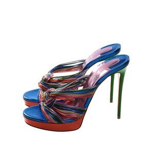 Christian Louboutin Multitaski Alta 120 Multi Leather Knotted Strappy High Heels